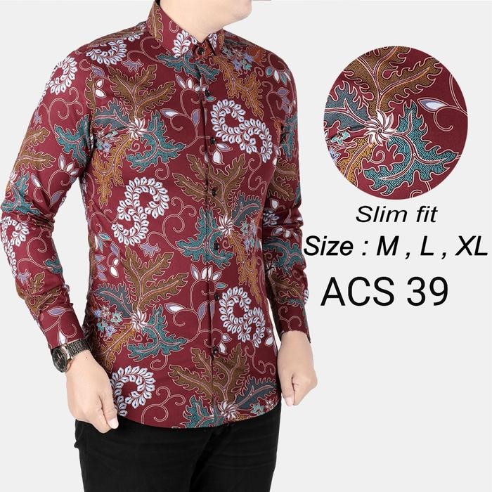KEMEJA BATIK PRIA SLIM FIT / BAJU BATIK PRIA SLIM FIT ACS39