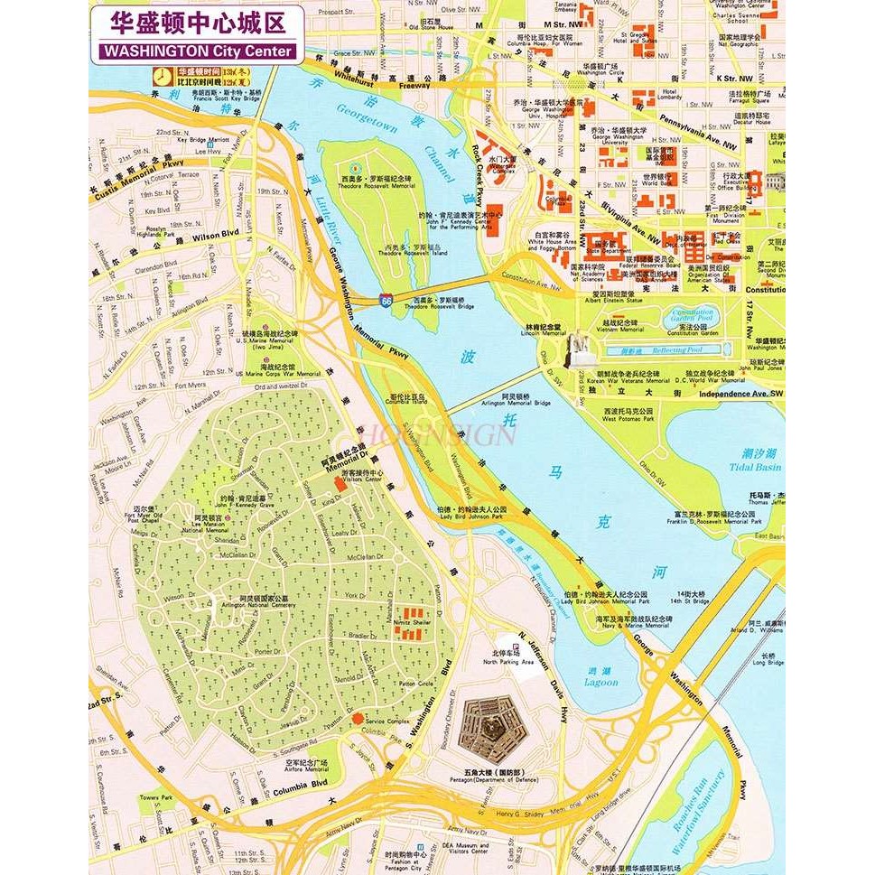 

Map of the United States in Chinese and English showing the distribution of major national universities in the United States