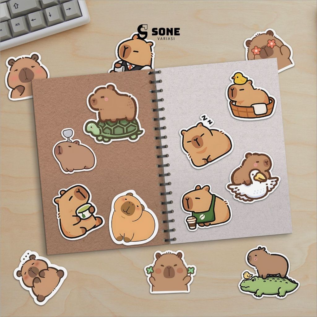 

Stiker Capybara Aesthetic Paper Vinyl Anti Air Aksesoris Laptop Buku Tumbler
