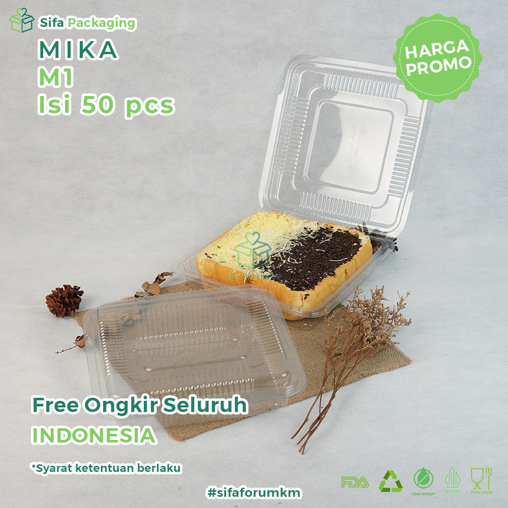 Mika Kue Jumbo Plastik Kotak Besar M1 Kotak Makanan Mika Persegi Kue Bolu Kemasan Sekali Pakai