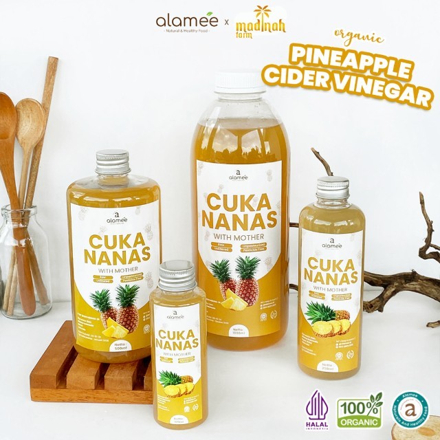 

ALAMEE Cuka Nanas Original Pineapple Cider Vinegar With Mother Organik Asli 500ml 1 Liter madinah