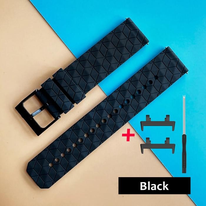 BEST- [Terlaris] STRAP TALI JAM FOR AMAZFIT T-REX 2 TREX 2 MODEL 3D CUBES SPORT RUBBER - Black