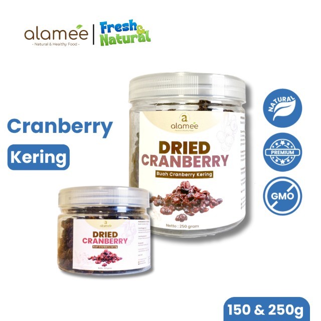 

ALAMEE Cranberry Kering Cemilan Buah Sehat Rendah Kalori Dried Cranberry Natural 100% Premium 250gr fresh and natural