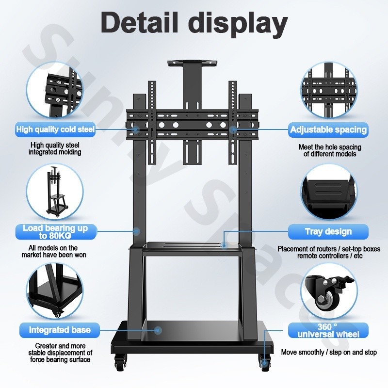 TERLARIS Bergerak Bracket Standing tv 32-85 Inch TV Berdiri Stand Universal Dapat Disesuaikan LED TV