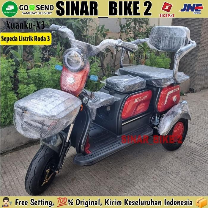 Sepeda Listrik Roda Tiga Xuanku X 13 800 Watt Electric E Bike - Merah