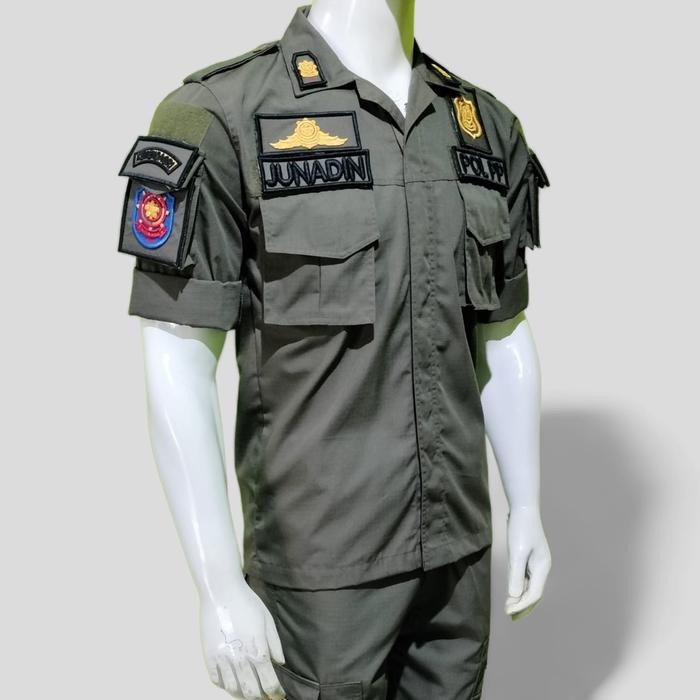 seragam pdl POL PP lengkap logo dan nama 1stel Baju Celana Pria dan wanita - polos, s.30