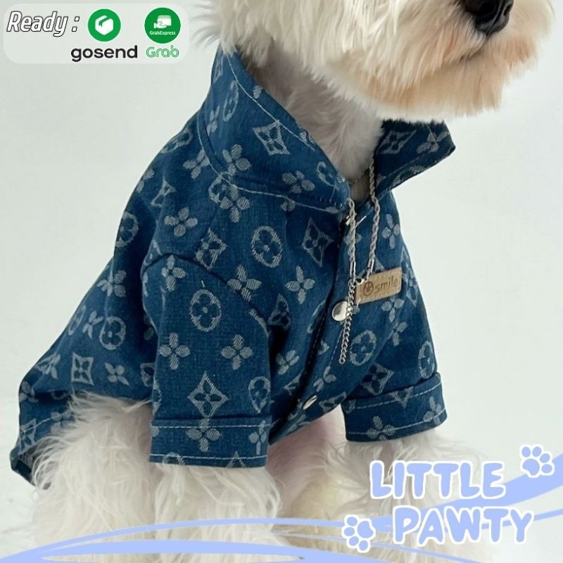 Littlepawty - LV Denim Top | Baju Anjing Kucing Kemeja Branded Hype Premium Dog Cat Import