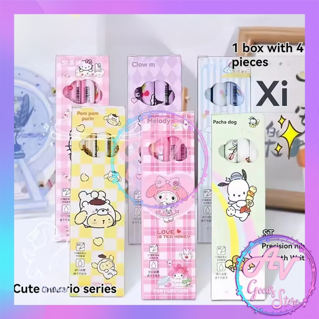 

1Pak isi 4pcs Ballpoint Cetek SansFriend 0.5mm / Pulpen Gel Karakter Sans / Bolpen
