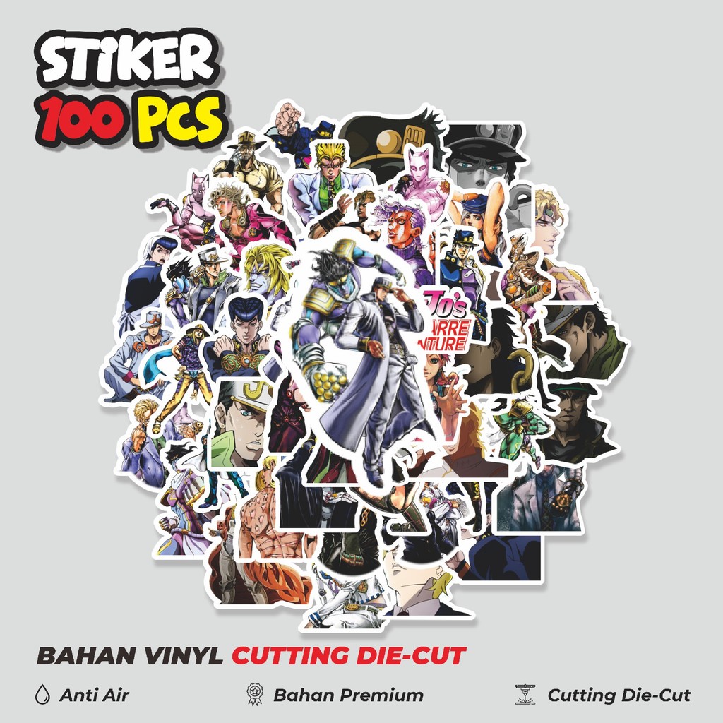 

Terbaru! 50 pcs Stiker Anime JoJo's Bizarre Adventure Dekorasi Lucu Kreatif untuk Notebook, Skateboard, HP