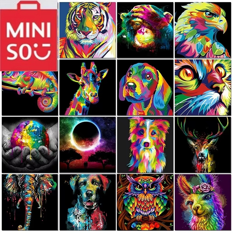 

MINISO Diy Paint By Numbers Animal Kit Oil Painting By Number On Canvas Handmade Gift For Adult Unique Gift Home Decor Frameelss