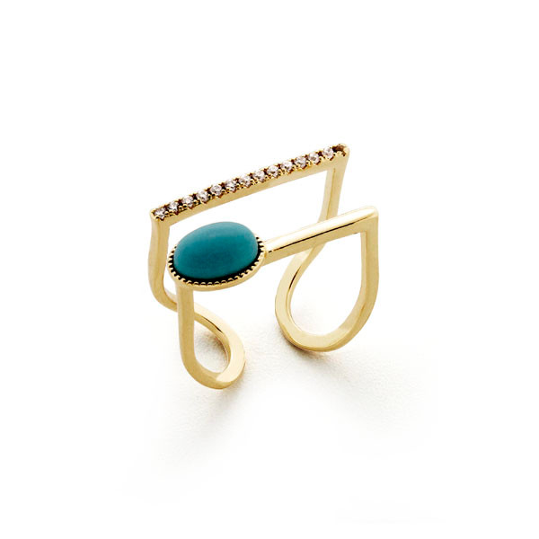 Cincin Turquoise Zircon Emas -Turquoise Zircon Gold Ring