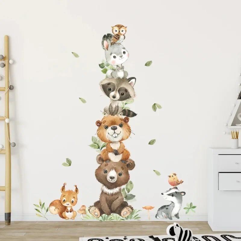 

New Cartoon Cute Animals Wall Stickers for Kids Rooms Bear Rabbit Children's Sticker Wallpaper Boy Baby Nursery Room Wall Decals