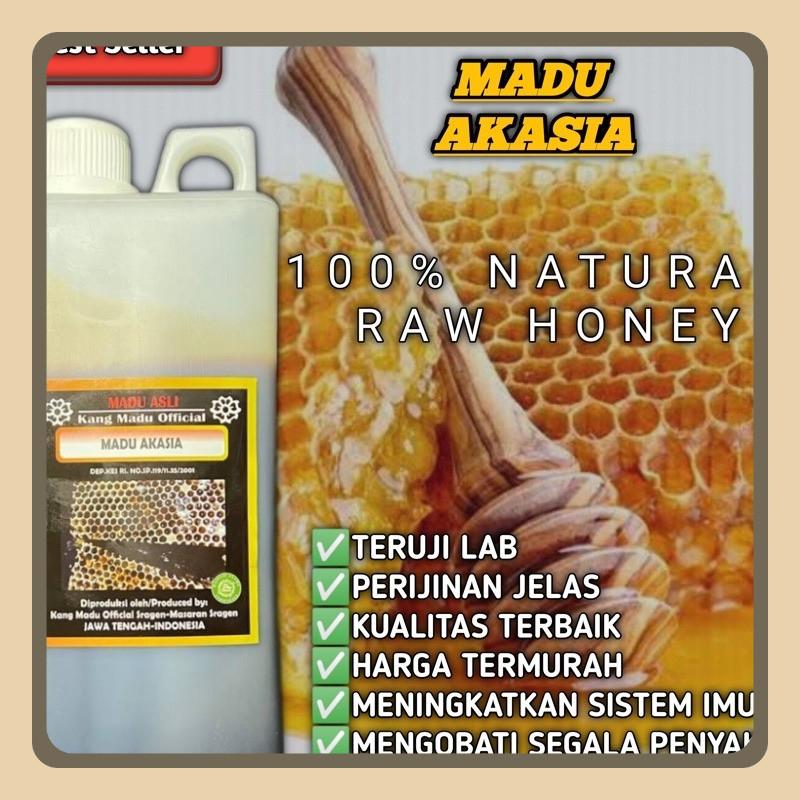 

MADU ASLI MURNI FULL NEKTAR AKASIA PURE RAW HONEY 100% 1kg HERBAL PREMIUM