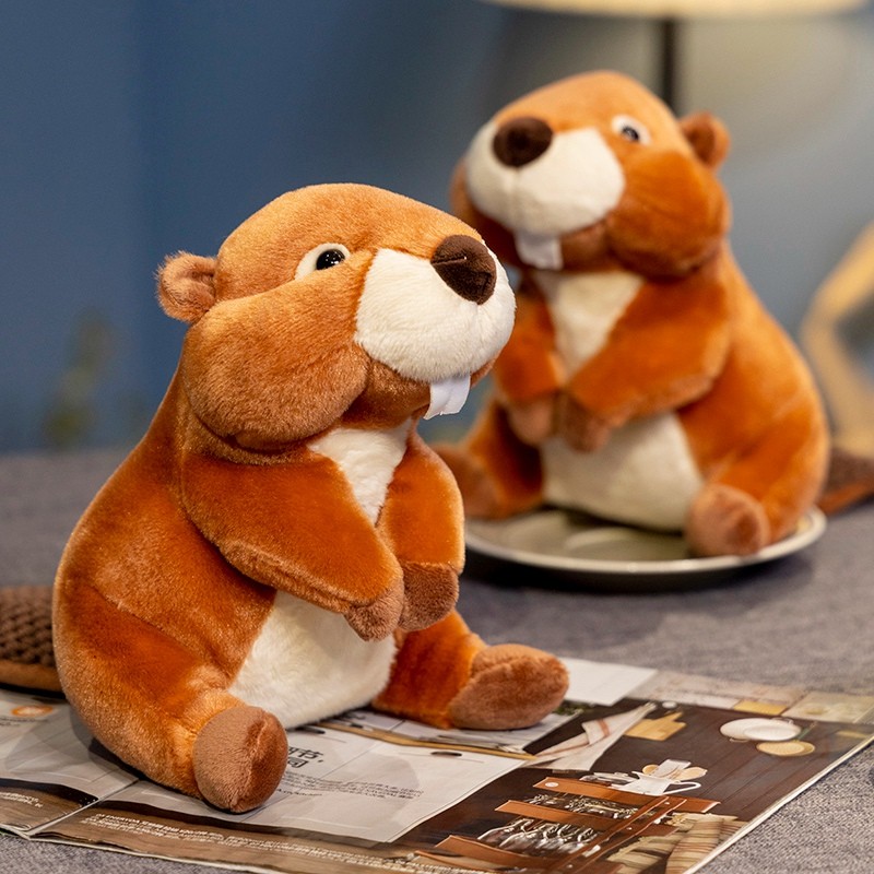 

New Simulation Beaver Plush Doll Cute Fluffy Sitting Beaver Toy For Kids Adorable Birthday Christmas Gift Doll Decor For Room