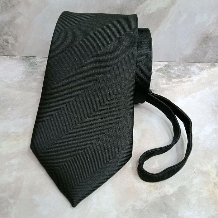 Sale  Dasi polos pria terbaru hitam merah maroon zipper siap pakai instan - hitam z01 Happy Shopping