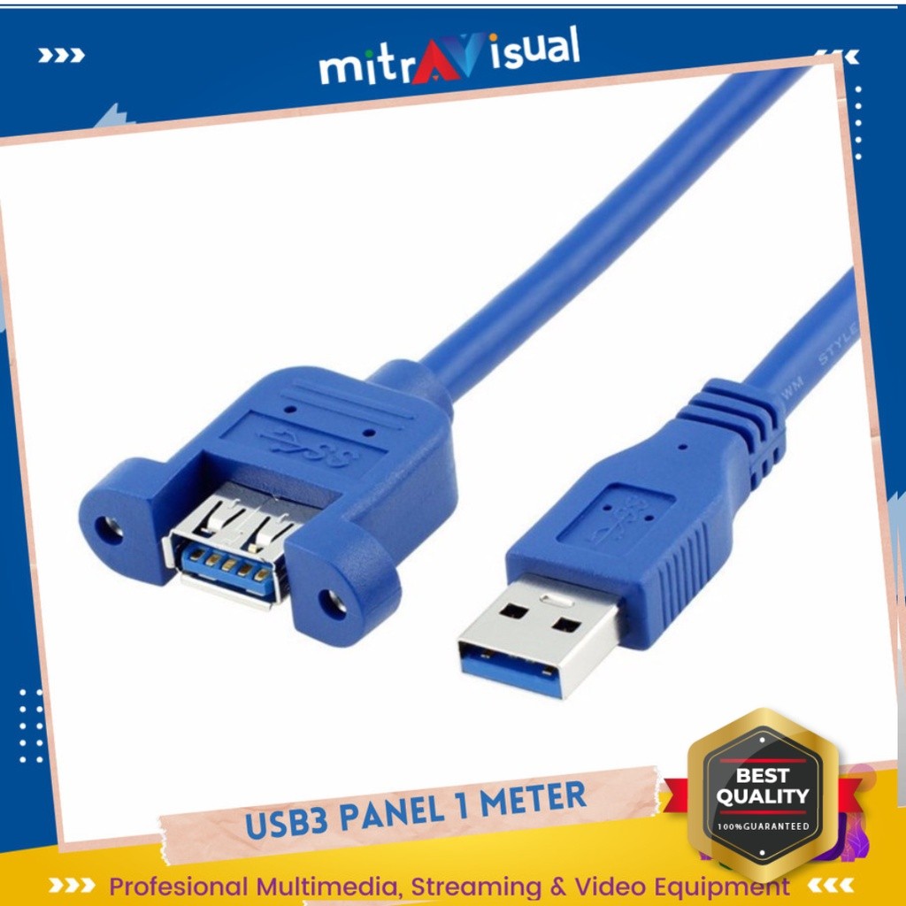 USB 3.0 Male to Female Extension Cable Panel Mount Free Screw