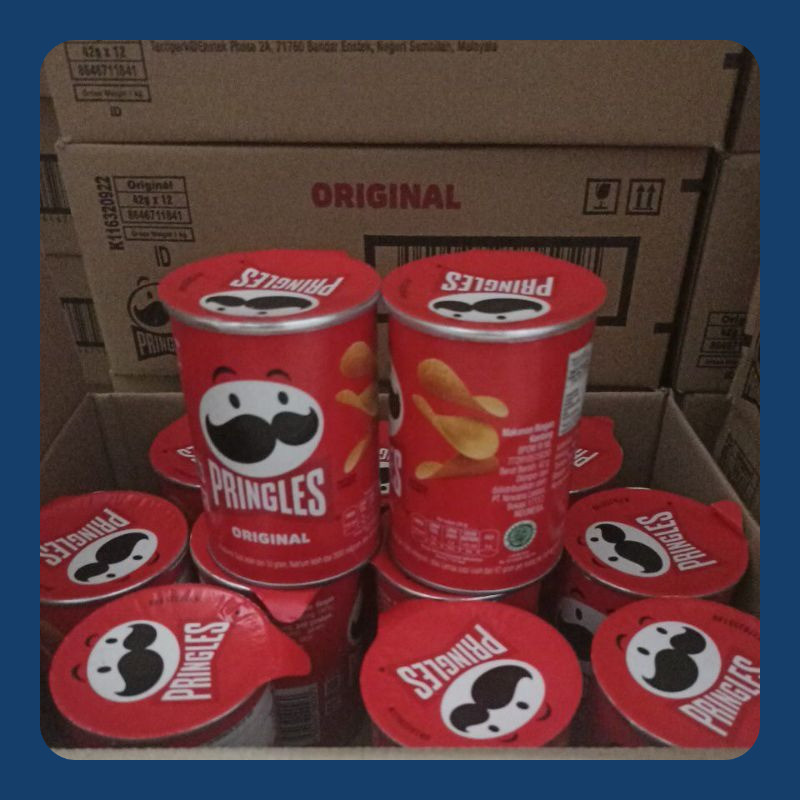 

Pringles mini original/sour 1 dus isi 12 pcs @42gr, ed. Maret 2026