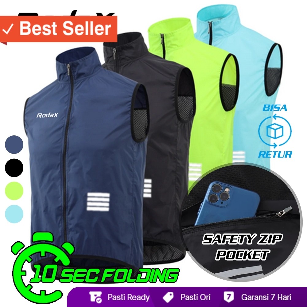 Vest Murah Wanita Sport Muslimah / RodaX Foldable Gilet Dengan Kantong Ber-risleting Foldable Vest R