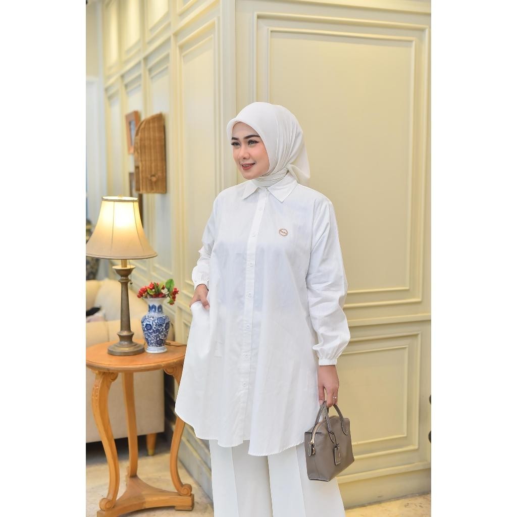 DEVIY BERKAH STORE Atasan wanita DERISSA tunik full kancing bahan katun jepang premium/kemeja wanita