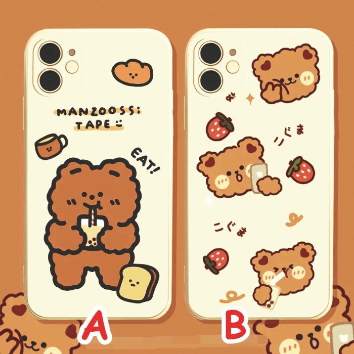 SAMSUNG A01, A01 CORE, A03, A03 CORE -BROWN BEAR BOBA EAT CASE CASING - A01. A