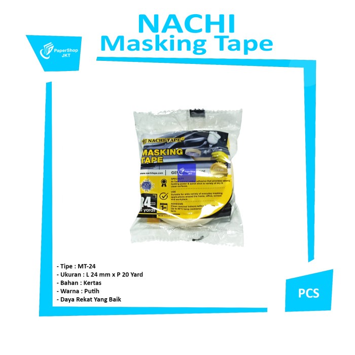 

NACHI - Masking Tape 24mm Lakban Kertas Plakban Selotip Isolasi Solasi - Roll