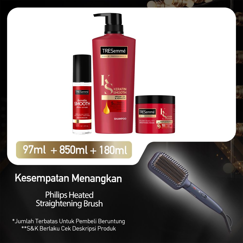 Buy 1 TRESemme Keratin Smooth 850ml, 1 Keratin Smooth Deep Smoothing Mask 180ml, and 1 Shine Serum 9