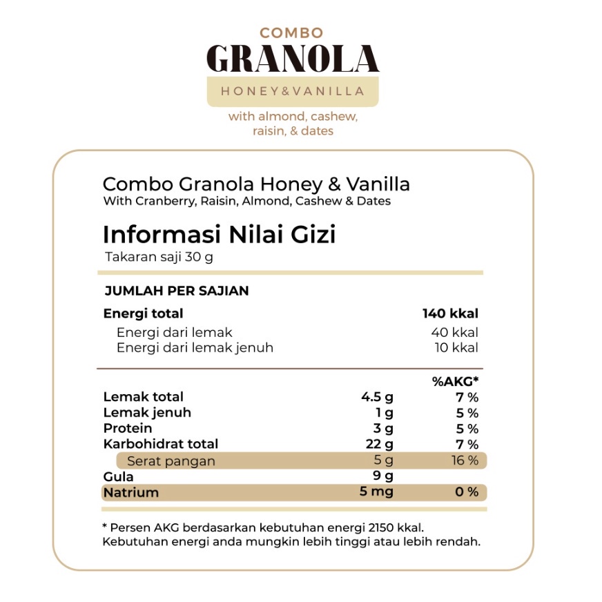 

XMASTER TIMUR TENGAH COMBO GRANOLA DIET GRANOLA VANILLA & HONEY 500 GRAM PREMIUM MAKANAN CEMILAN