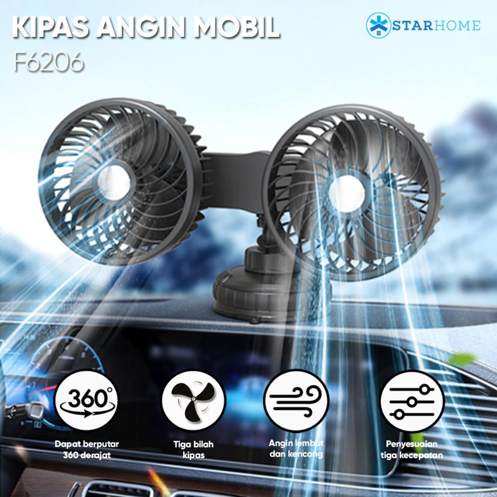 Kipas Angin Mobil Mini Portable Double Blower Fan F6207