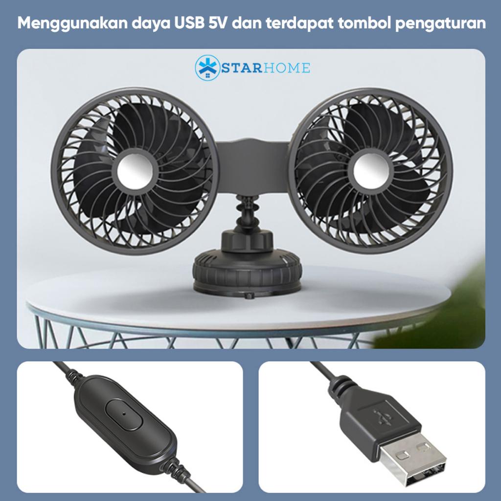 Kipas Angin Mobil Mini Portable Double Blower Fan F6207