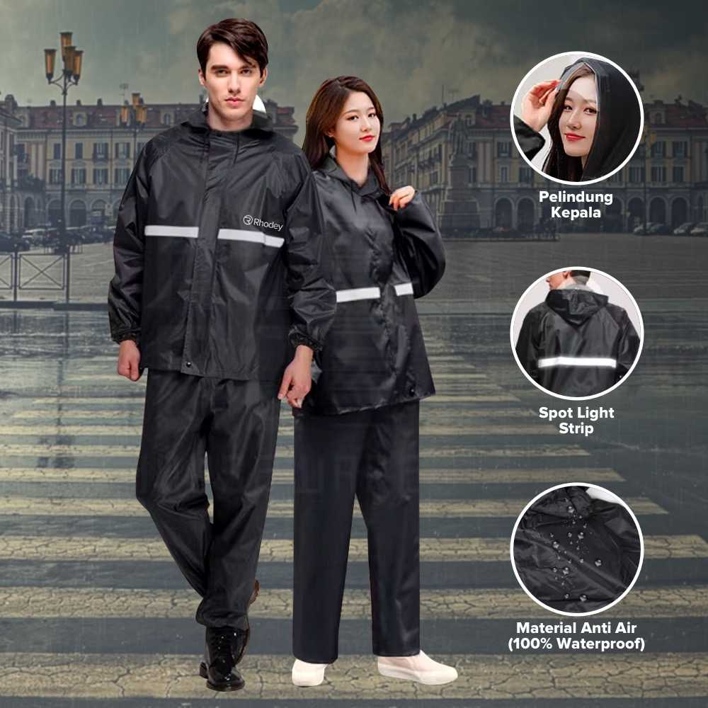 COD Setelan Mantel Jas Hujan Motor Tebal Pria Wanita Dewasa Jumbo Rhodey