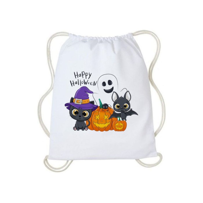 Promo - Tas serut tote bag halloween lucu kanvas wanita aesthetic - CAT, TOTE BAG - Sedia totebag pr