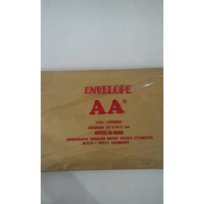 

Amplop Coklat "AA" 24 x 34,5 100 Lembar Termurah