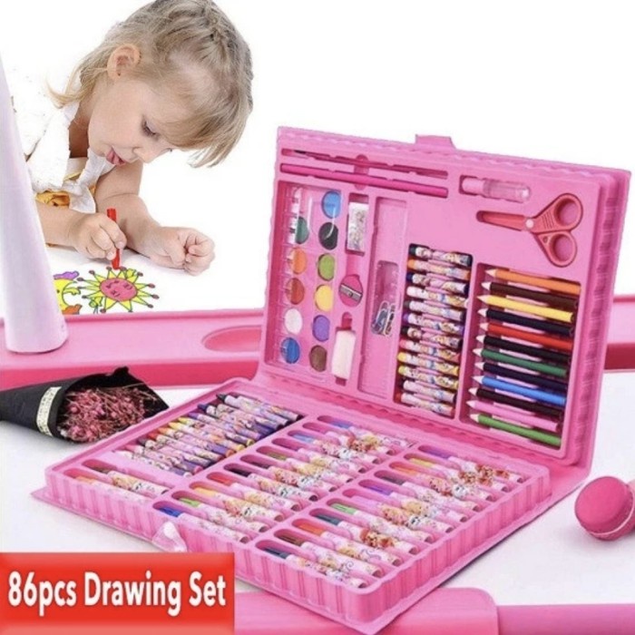 

Crayon Set Isi 86 Peralatan Cet Cat Mewarnai Anak Colouring Set 86in1