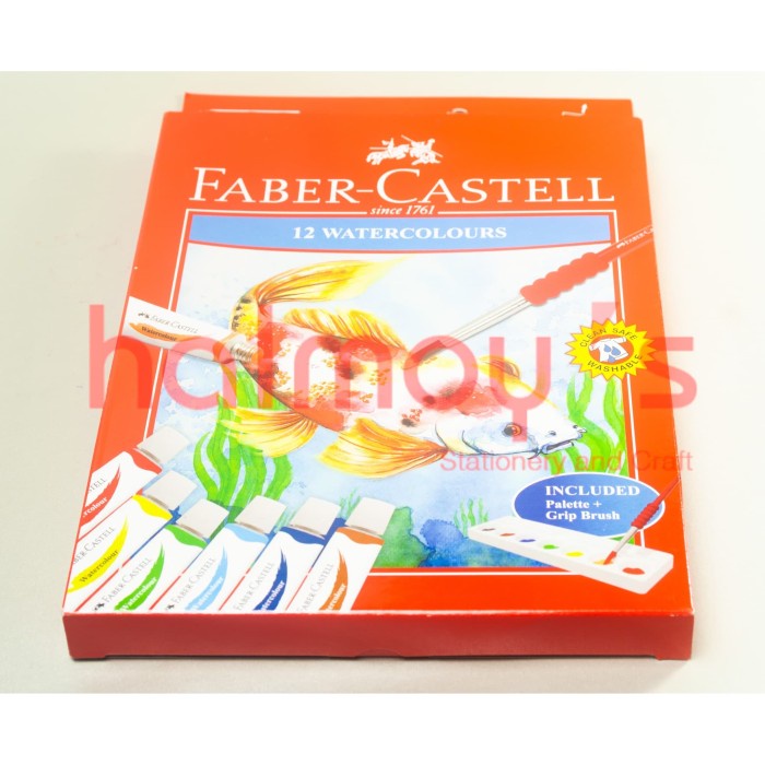 

CAT AIR / WATER COLOUR FABER CASTELL 12 WARNA + KUAS + PALLETE