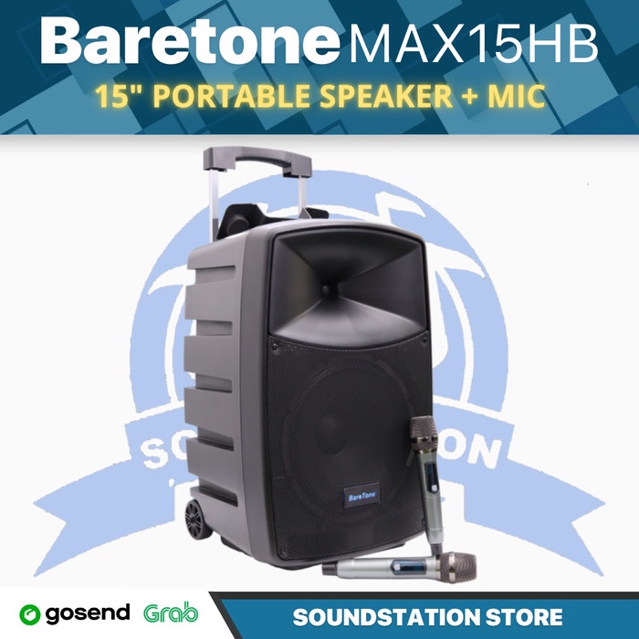 BARETONE MAX15HB 15" Portable Speaker | Spiker Aktif + Mic Wireless