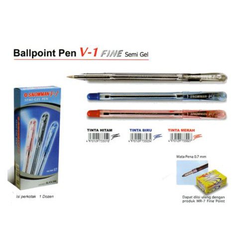 

Ballpoint Snowman V1 /V 1 1 Pak isi 12 Pcs