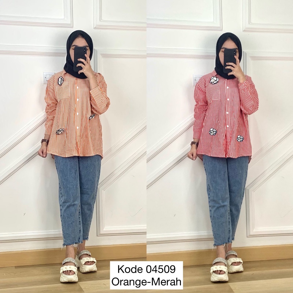 Kemeja Stripe Wanita Oversize I Kemeja Salur Oversize Wanita I Baju Kemeja Salur Wanita