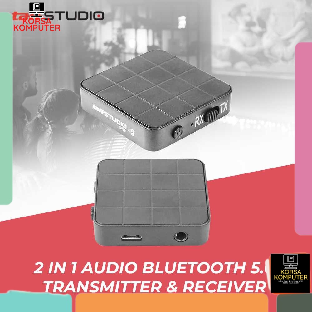 Audio Bluetooth 5.0 Transmitter & Receiver 2 in 1 3.5 mm Alat Pengubah Perangkat Audio Menjadi Wirel