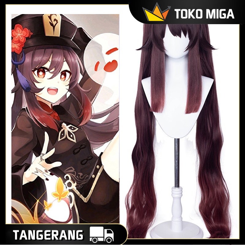 Anime Game Hu Tao Hutao Cosplay Wig Hutao Hitam Pursun Genshin Impact Hutao