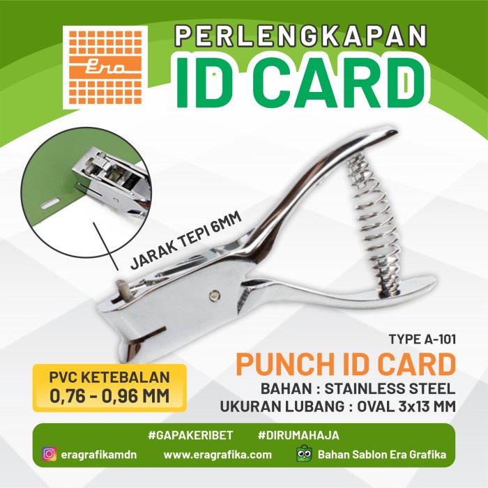 

Pelubang ID CARD / Punch ID CARD STANDARD OVAL UK. 3 x 13 MM