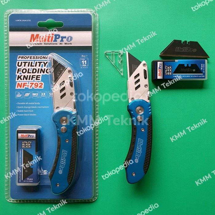 

PISAU CUTTER LIPAT MULTIPRO NF-792 UTILITY FOLDING KNIFE + 11 PISAU
