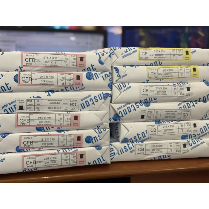 

Kertas NCR Bottom Merah/Kuning/Hijau/Biru ukuran F4/Folio/A4