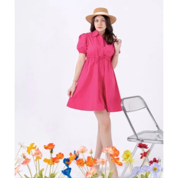 baju wanita dress/Bahan Crinkle Airflow Kekinian Dress Midi Crinkle Ukuran M,L,XL Terbaru//Dress Cri