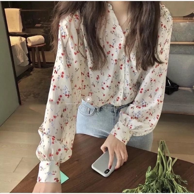 BHO - ZEC OOTD WANITA BLOUSE CATIA / Ceisya Blouse JUMBO XXL / Fashion Kemeja Motif Bunga Lengan Pan