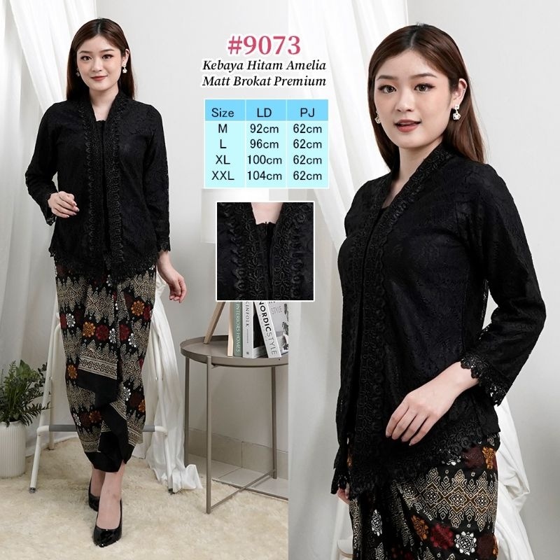 Atasan Kebaya Encim Brokat Amelia Warna Hitam Lengan Panjang Kebaya Wisuda Dan Akad