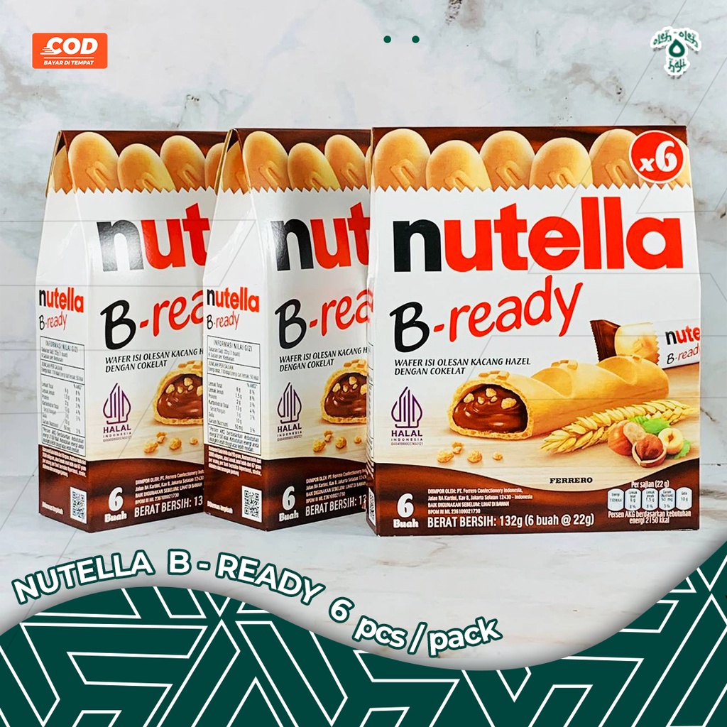 NUTELLA B-READY BISKUIT HALAL 132gr ISI 6pcs ORIGINAL FERRERO