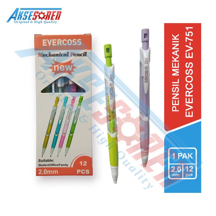 

Aksesoren Pensil Mekanik Evercoss [EV-751 / 1 Pack / 12 Pcs] / Mechanical Pencil / Pinsil Isi Ulang 2.0mm / Alat Tulis Sekolah / Perlengkapan Menggambar 1 Pak