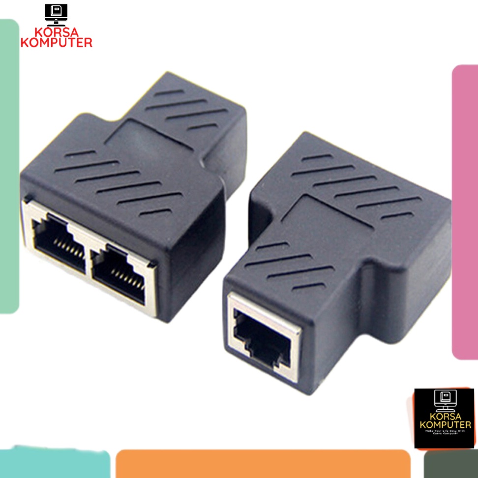 Connector Splitter 1 to 2 RJ45 LAN Ethernet Network Black Splitter Konektor LAN Hitam SIFREE