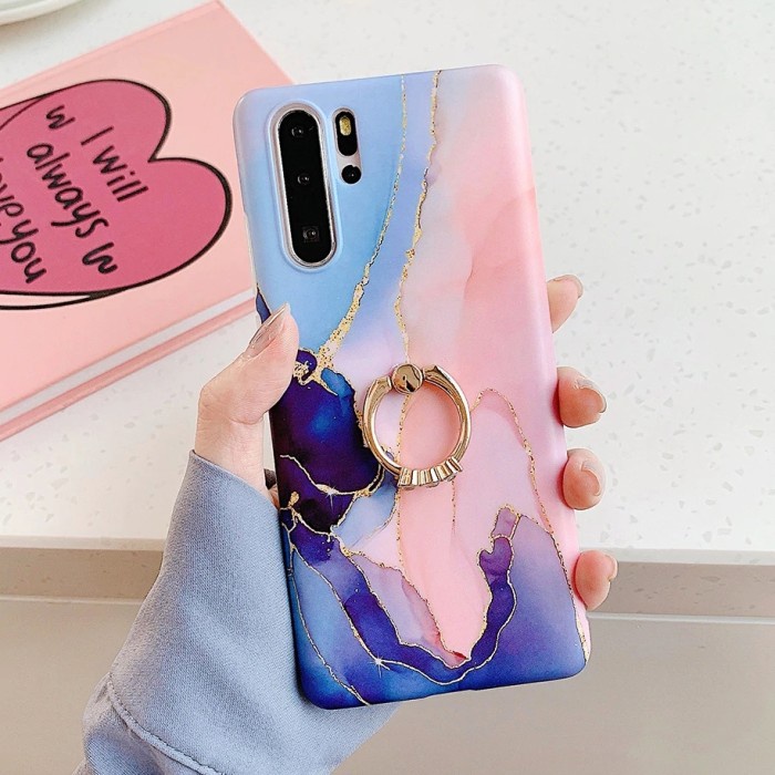 FOR HUAWEI P30 PRO, P40 PRO - GRADIENT MARBLE RING CASE CASING COVER - P40 PRO