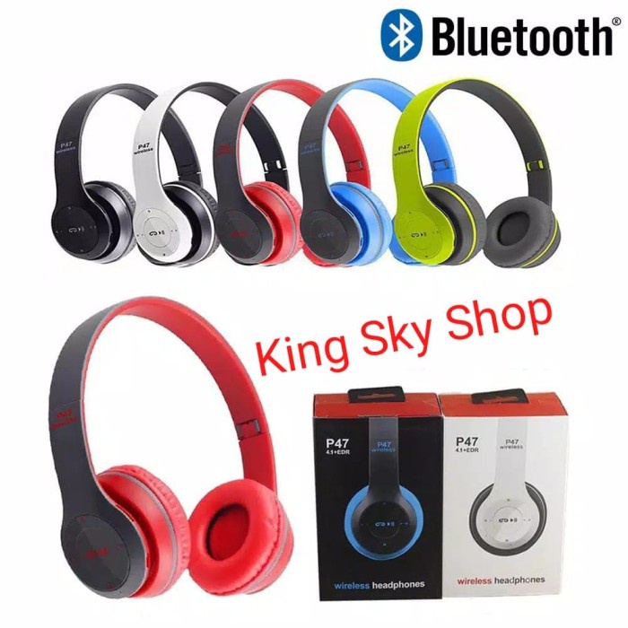 P47 Headset Bluetooth Wireless P47 5.0+EDR - Hitam